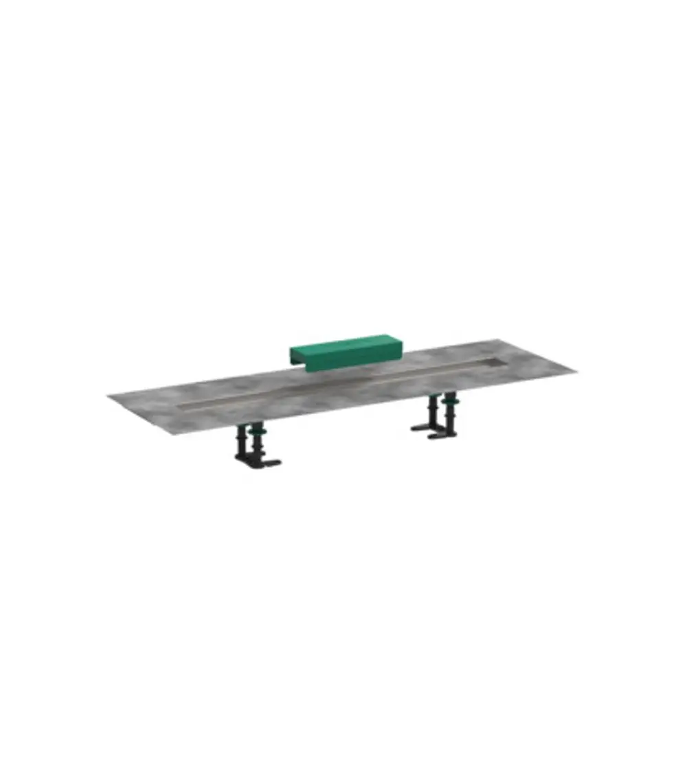 Installationsset von Hansgrohe mit einer langen, flachen Oberfläche und zwei seitlichen Halterungen zur Befestigung, ideal für Duschrinnen.
